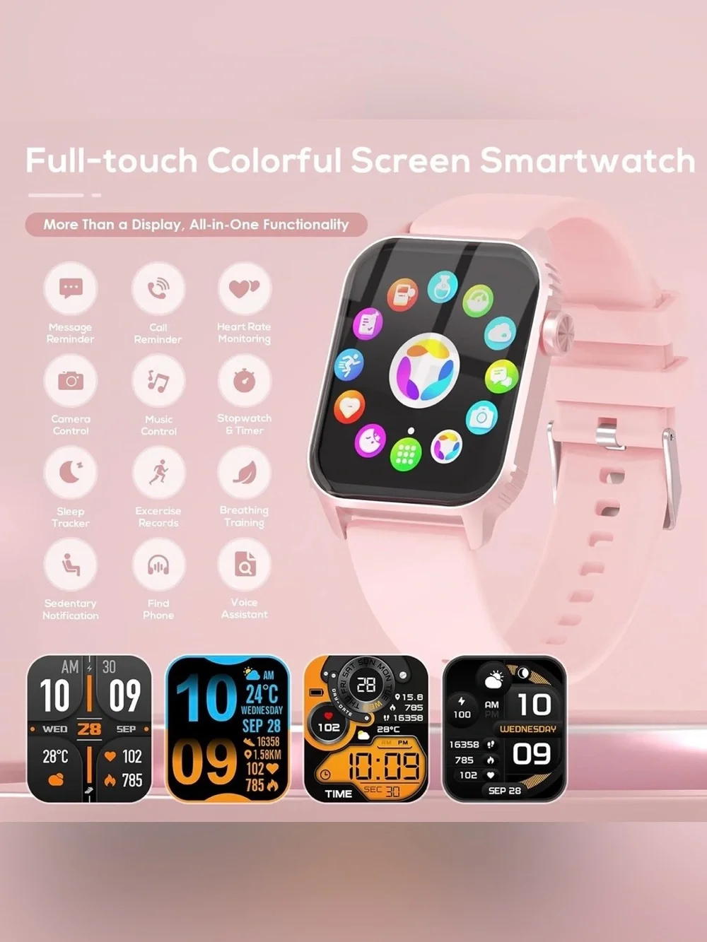 💗 NWT Pink Smart Fitness Watch with Heart Rate & Activity Tracking 💗